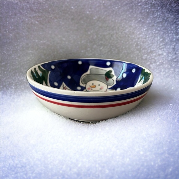 Vintage World Bazars 6” Ceramic Snowmen Decorative Bowl  Winter Holiday GUC - Picture 4 of 14